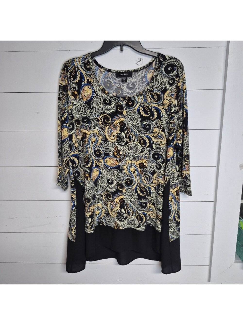 Karen Kane Women's Paisley Print Top 3/4 Sleeve Size 1X